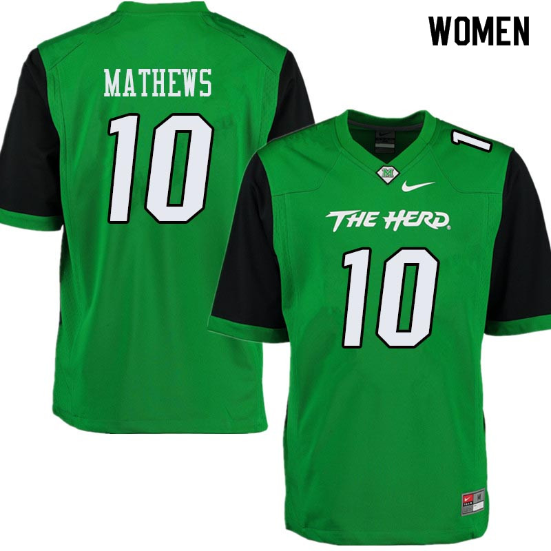 Women #10 Nick Mathews Marshall Thundering Herd College Football Jerseys Sale-Green